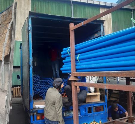 Accord picking up PVC piping donations from Emerald Vinyl corp